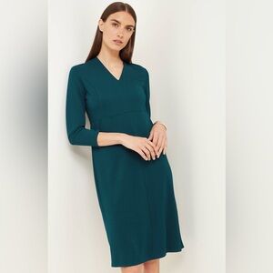 NEW J. Jill Wearever Collection Jersey Teal TidewaterV-Neck Dress Pockets 2X
